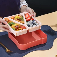 square grids microwave oven plastic lunch box hermetic leak proof food storage container 850ml childs sudent bento boxes