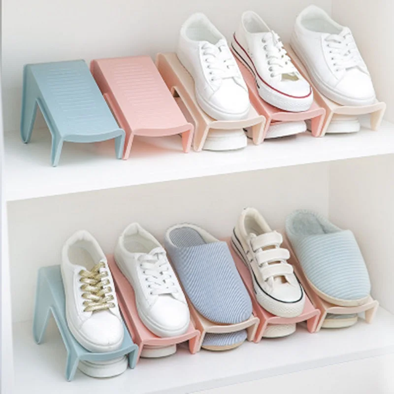

Household Space Saving Shoe Rack Double-layer Plastic Integrated Shoe Organizer Footwear Support Slot Durable Simple Shoe Holder