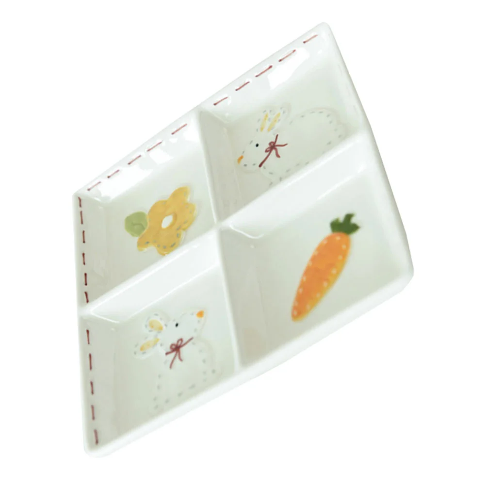 

1 Pc Four Grid Dessert Plate Durable Simple Grid Plate for Snacks And Desserts