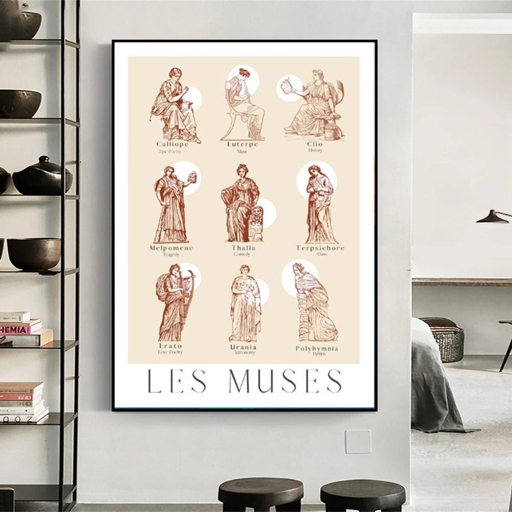 

Les Muses Poster Abstract Nine Muses Print Canvas Art Painting Ancient Greek Muses Wall Pictures For Girls Room Decoration