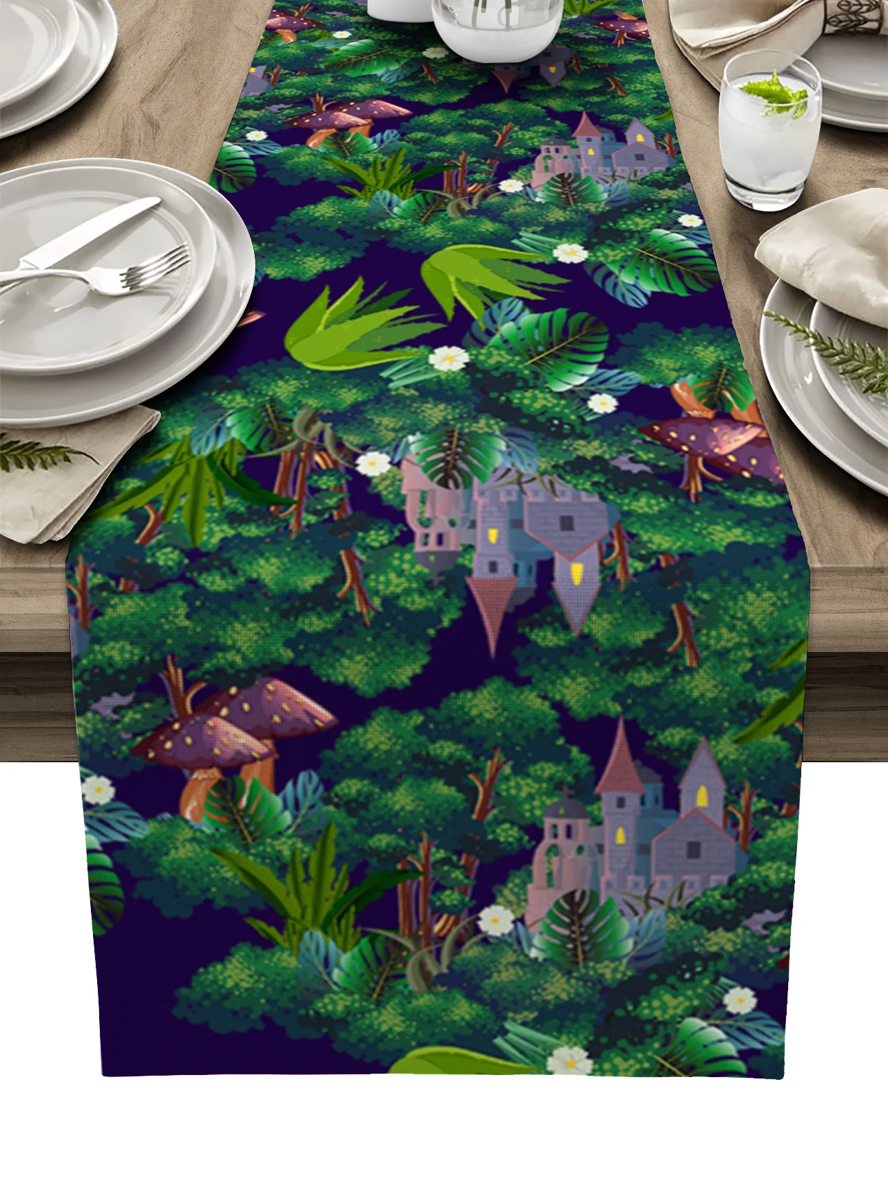 

Коврик в виде замка джунглей с грибами, украшение для стола, домашний декор, украшение для обеденного стола, декор для стола