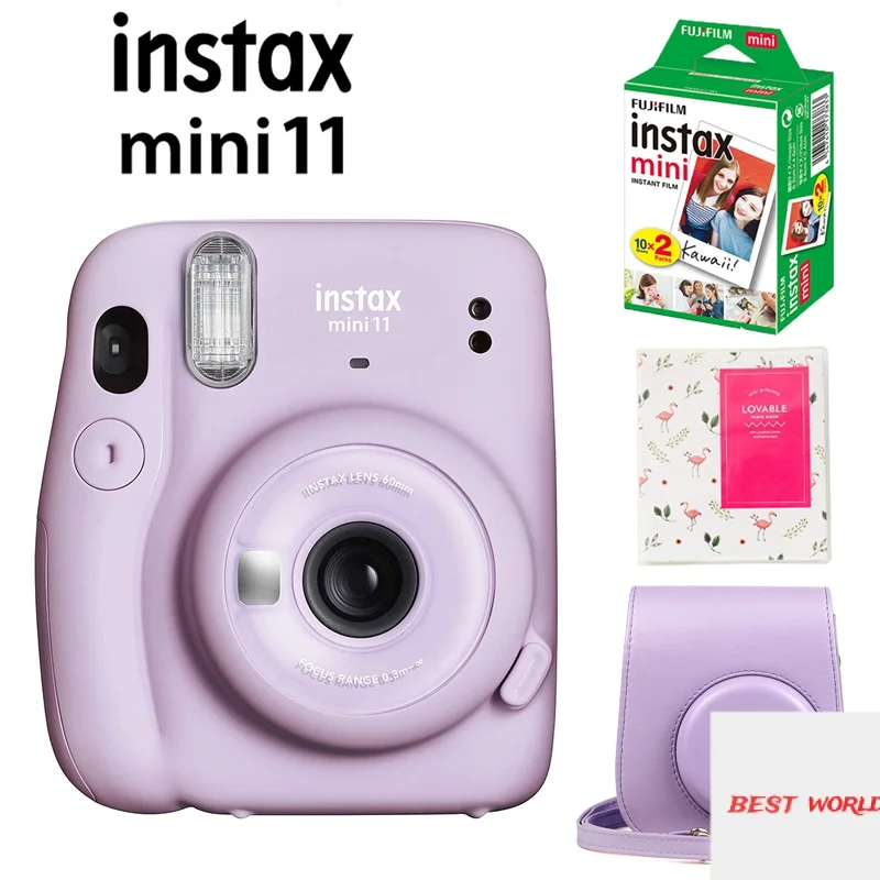 

Fujifilm Instax Mini 11 мгновенная камера розовая/синяя/серая/белая/фиолетовая + 20 Instax Mini белая пленка + чехол + 64 карманного альбома