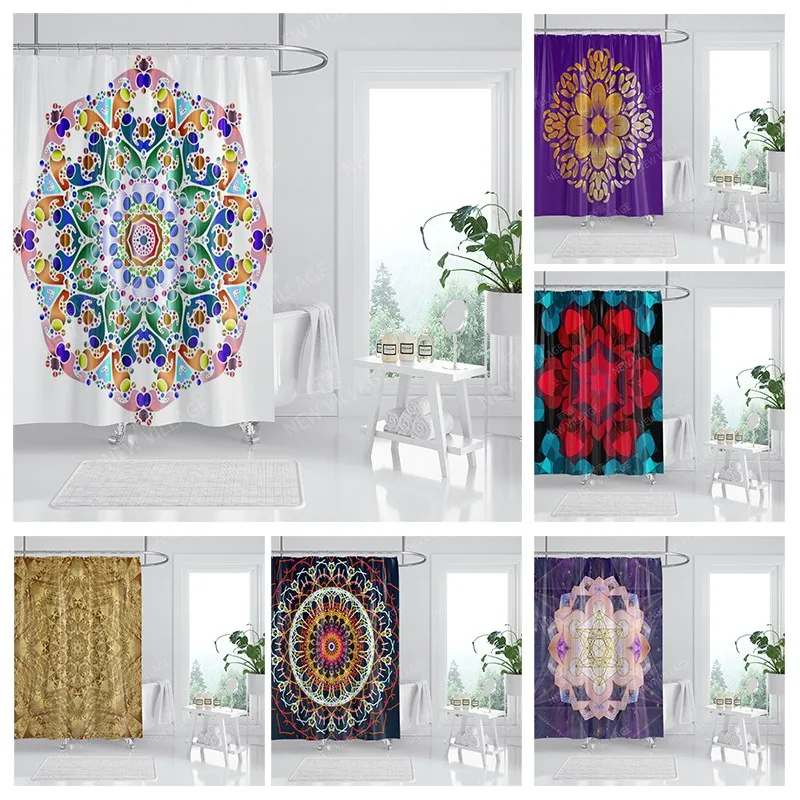 

Водонепроницаемая занавеска для душа из ткани с рисунком мандалы, занавеска для ванной, аксессуары, занавеска для ванной, 180x200 см, 240*200 см, ви...