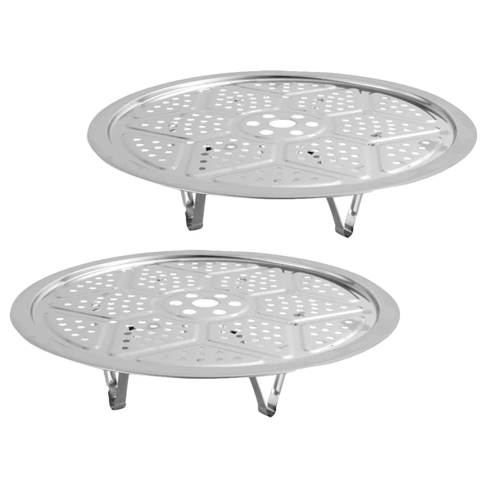 

2 Pcs Stainless Steel Baking Rack Vegetable Steamer Pot Round Steaming Tray Pot Steaming Tray Stainless Steel Steamer Pot