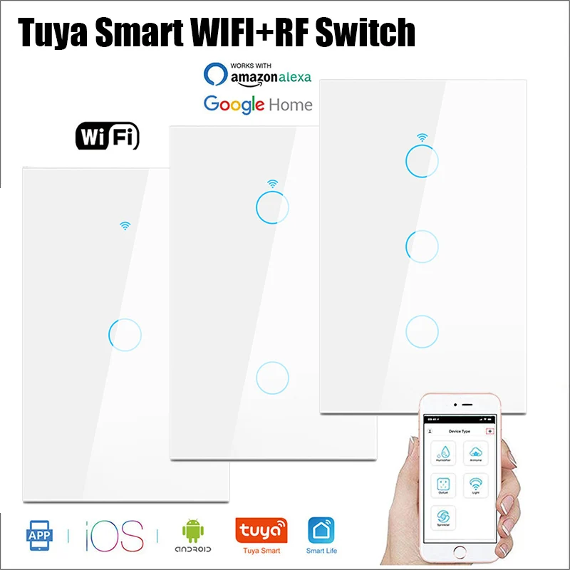 

Smart Switch US Standard Tuya Control Works With Google Home Voice Control WiFi Smart Home Touch Switches Need Deutral Domotica