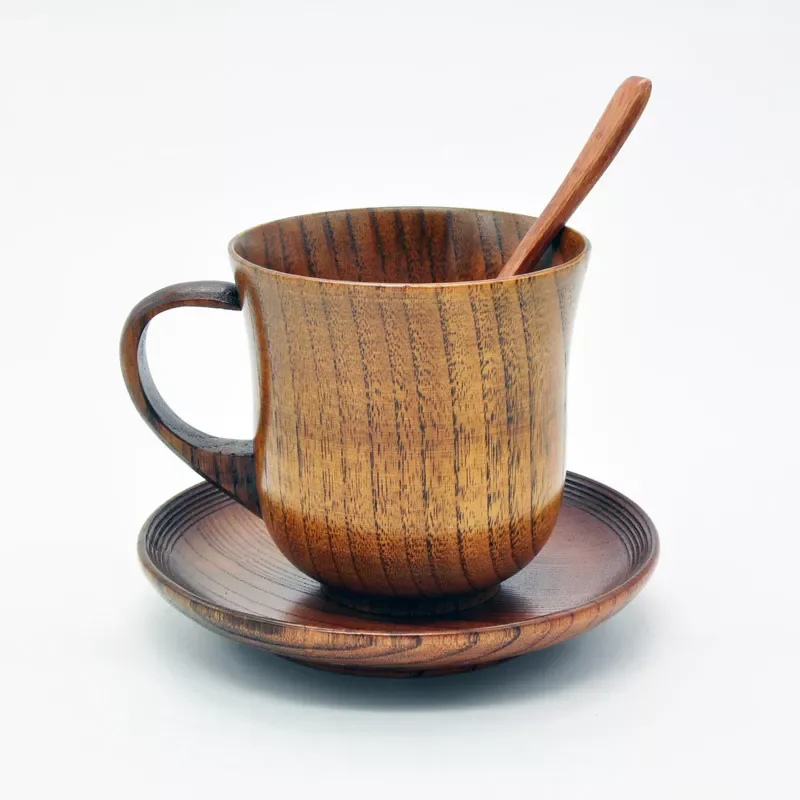 

3pcs/set Wooden Cup Saucer Spoon Set Coffee Tea Tools Accessories