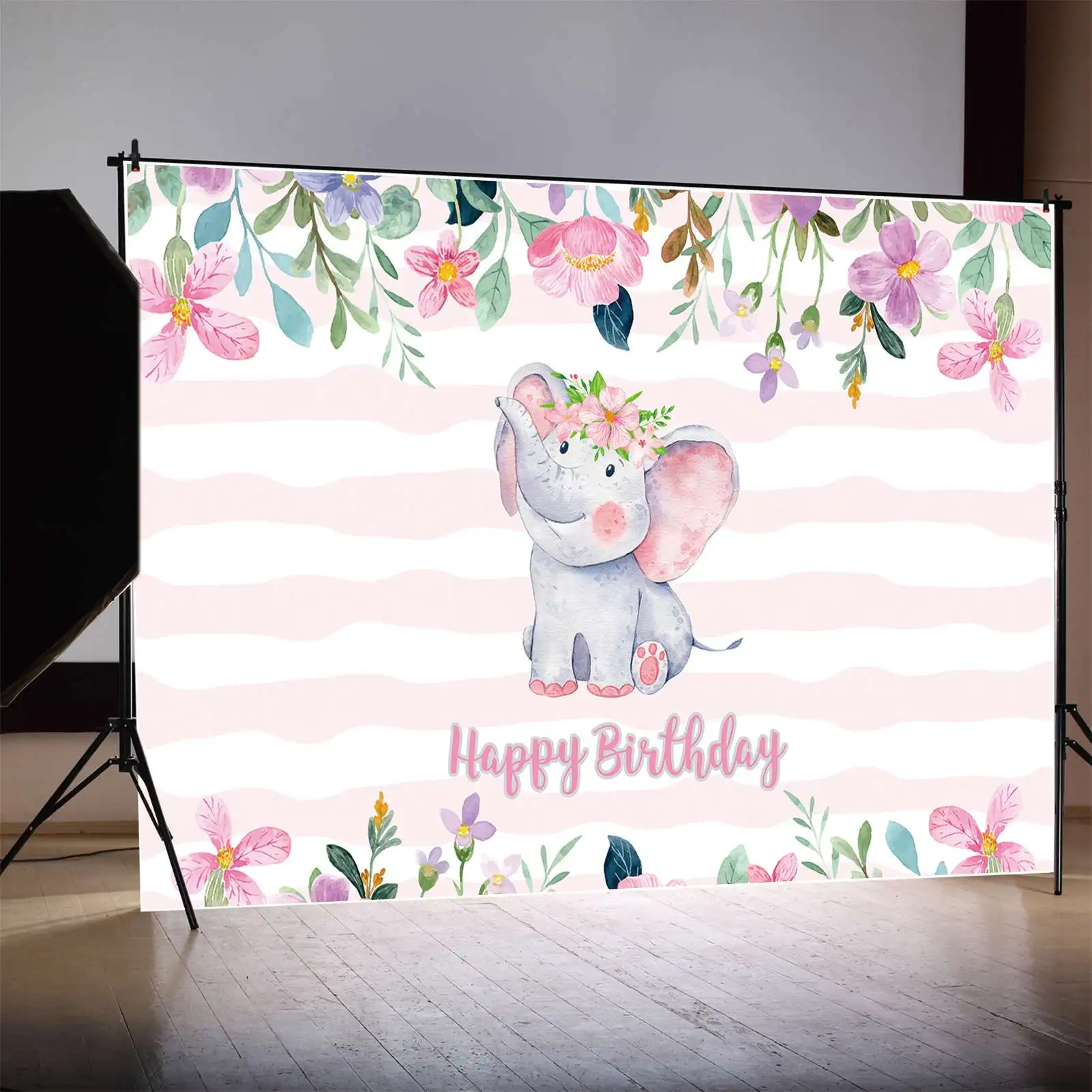

MOON.QG фото стенд фон Oh Baby Shower слон цветы 1-й День рождения декорация баннер на заказ мальчик или девочка фотореквизит