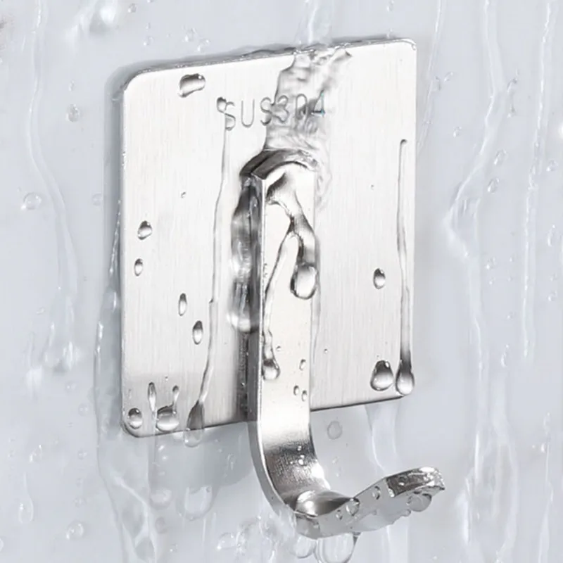 

Hooks Steel Door Wall Clothes 304 Stainless Towel Hook Pasted Hooks Metal Bathroom Bracket Kitchen Bathroom Hardware Accessories