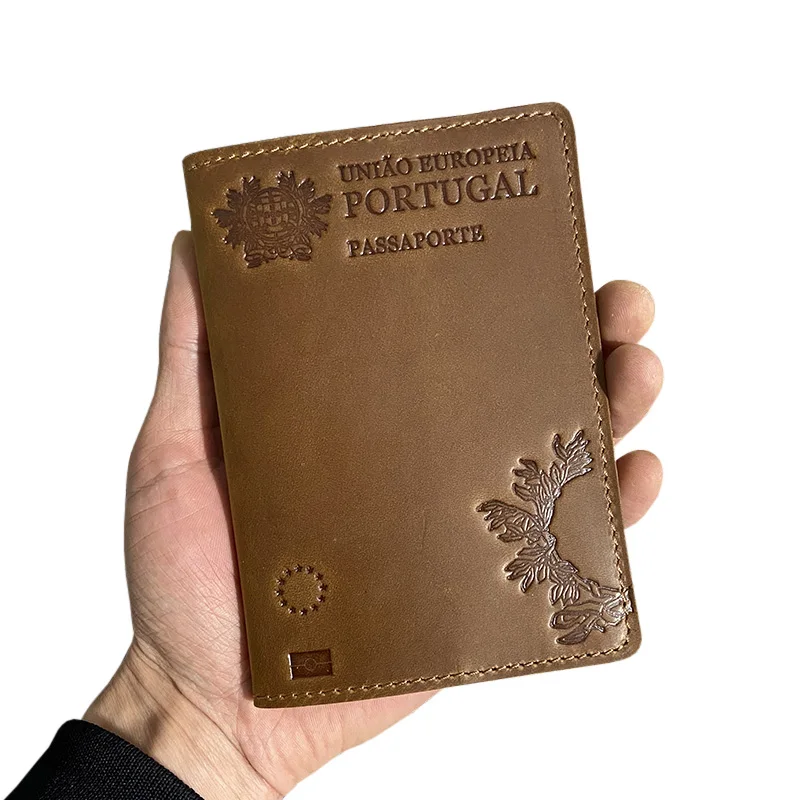 Genuine Leather Portugal Passport Cover for Portuguese Credit Card Holder Cow Leather Passport Case Travel Wallet