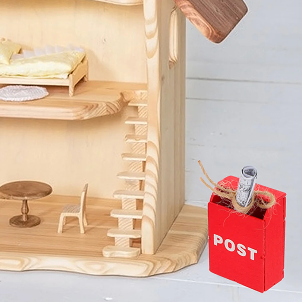 

Mini Mailbox Toys Small Miniature Decor Wooden House Decoration Newspaper