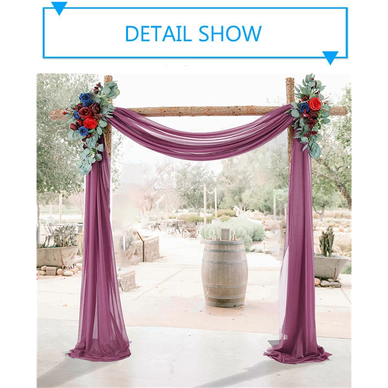 160CM Width Wedding Arch Drape Sheer Curtain Wedding Tulle Chiffon Draping Curtain for Living Room Wedding Party Backdrop Decor images - 6