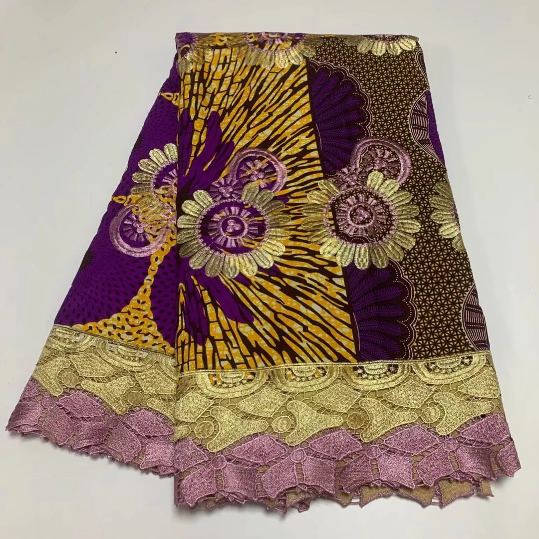 6 ярдов вышивка Анкара африканская восковая печать кружевная ткань 2020