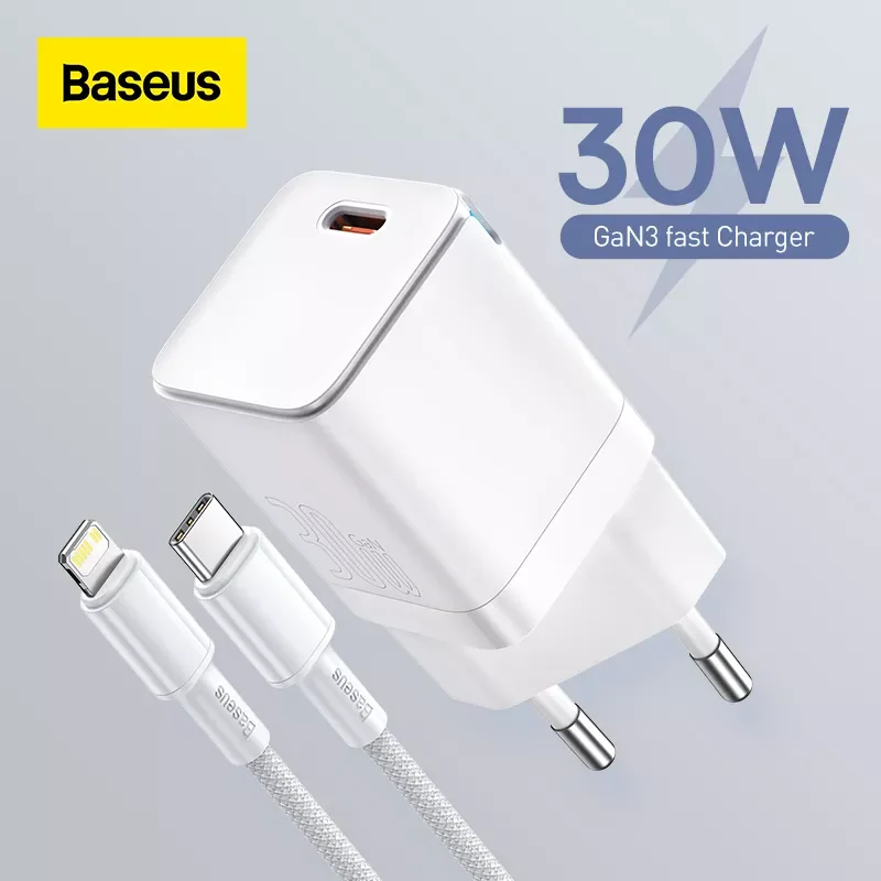 

Baseus GaN3 Phone Charger PD 30W Quick Charge USB C Charger Support PD3.0 QC3.0 Fast Charging For iPhone 13 12 X Pro Max Tablets