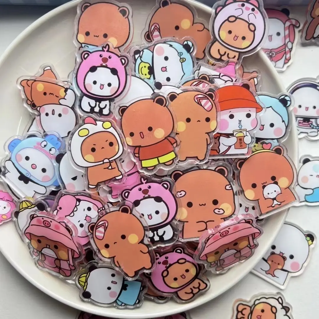 Новая акриловая наклейка для холодильника с изображением малого панды Bubu и Yi Er