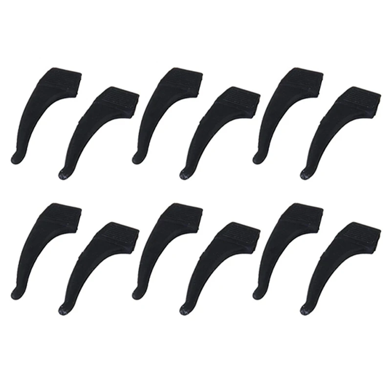 

6 Pairs Of Ear Hooks Glasses Supports Anti-Slip Silicone - Black