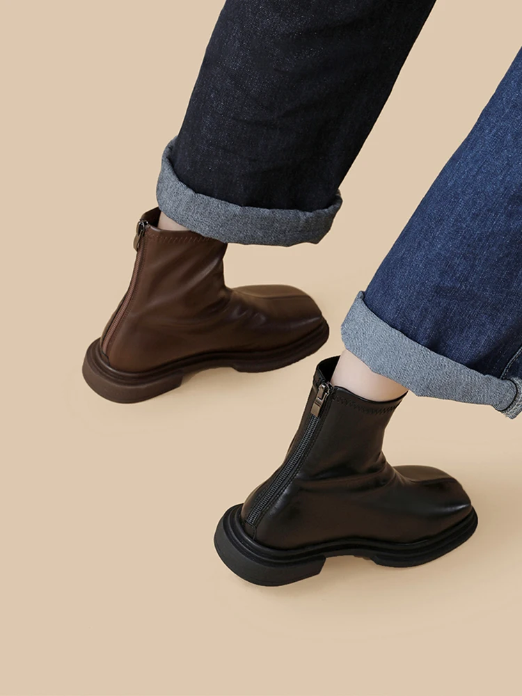 

Женские резиновые ботинки челси, зимняя обувь с круглым носком, сапоги-Женская обувь на плоской подошве, на молнии, сезон осень-зима 2022