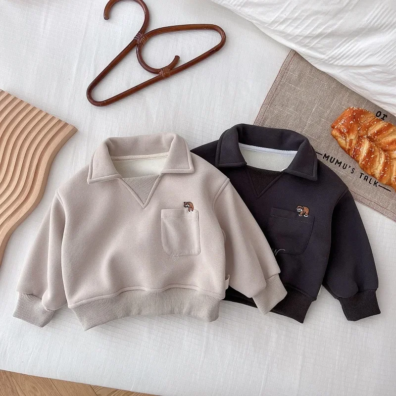 Свитшот с длинным рукавом и отложным воротником для мальчиков 0-5 лет