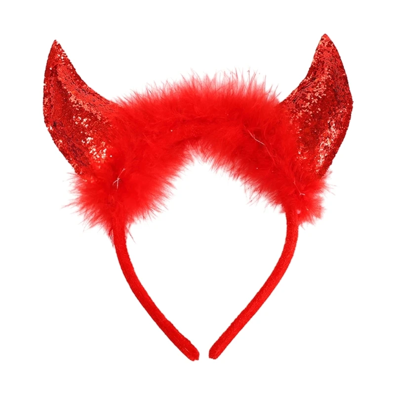 

Gothic Halloween Live Broadcast Hairband Women Students Photoshoots Hairband Devil Horn Shape Headbands Red Color