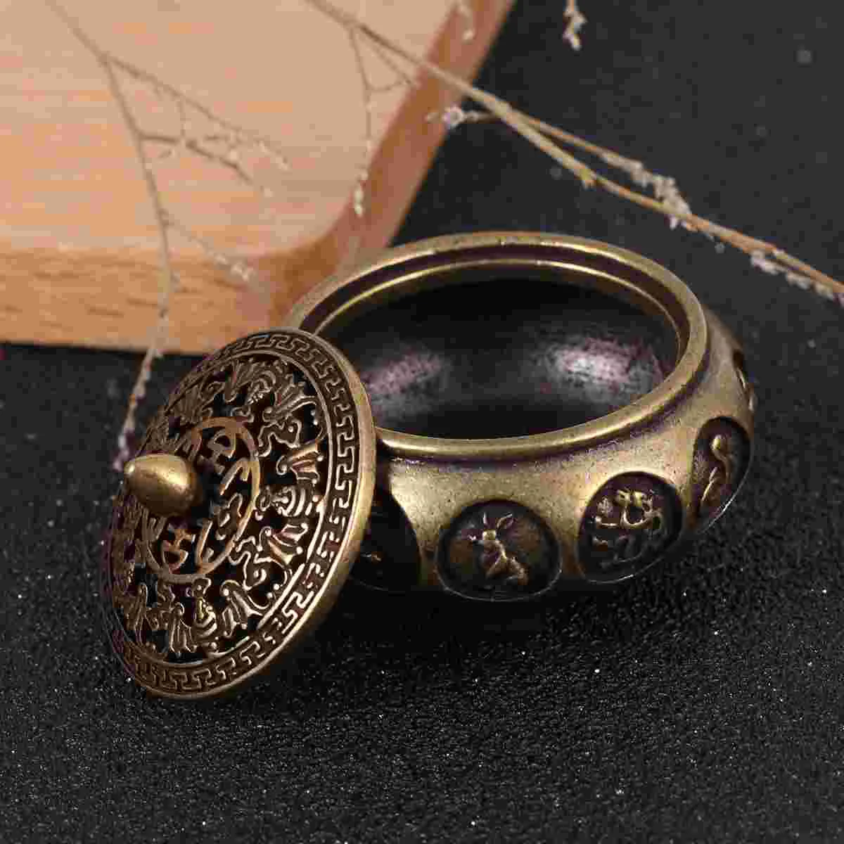 

Burner Censer Cone Ornament Bowl Feng Holder Shui Worship Brass Retro Home Copper Stick Figurine Lid Vintage Set Metal Chinese