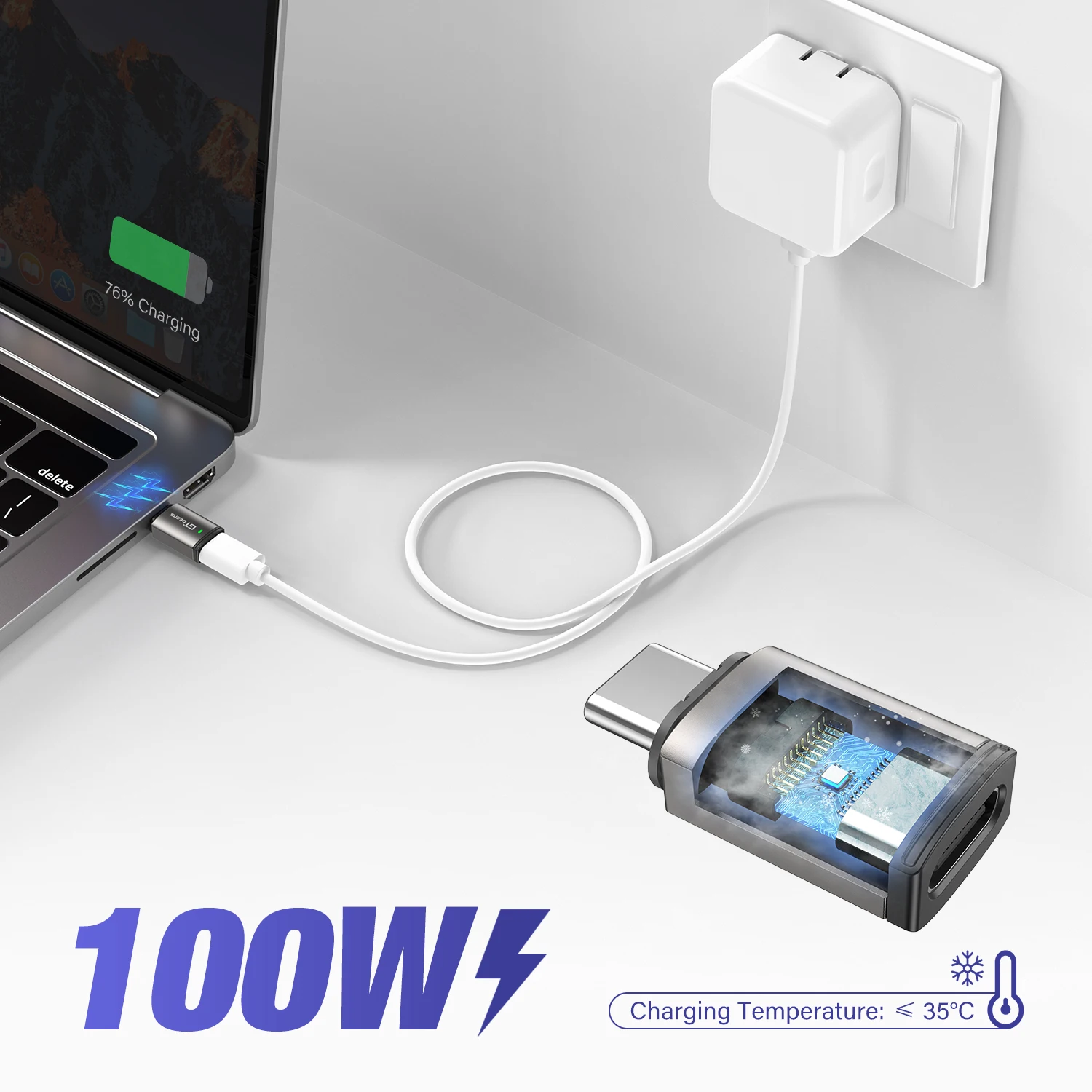 Адаптер OTG с USB C на Type магнитный 100 Вт