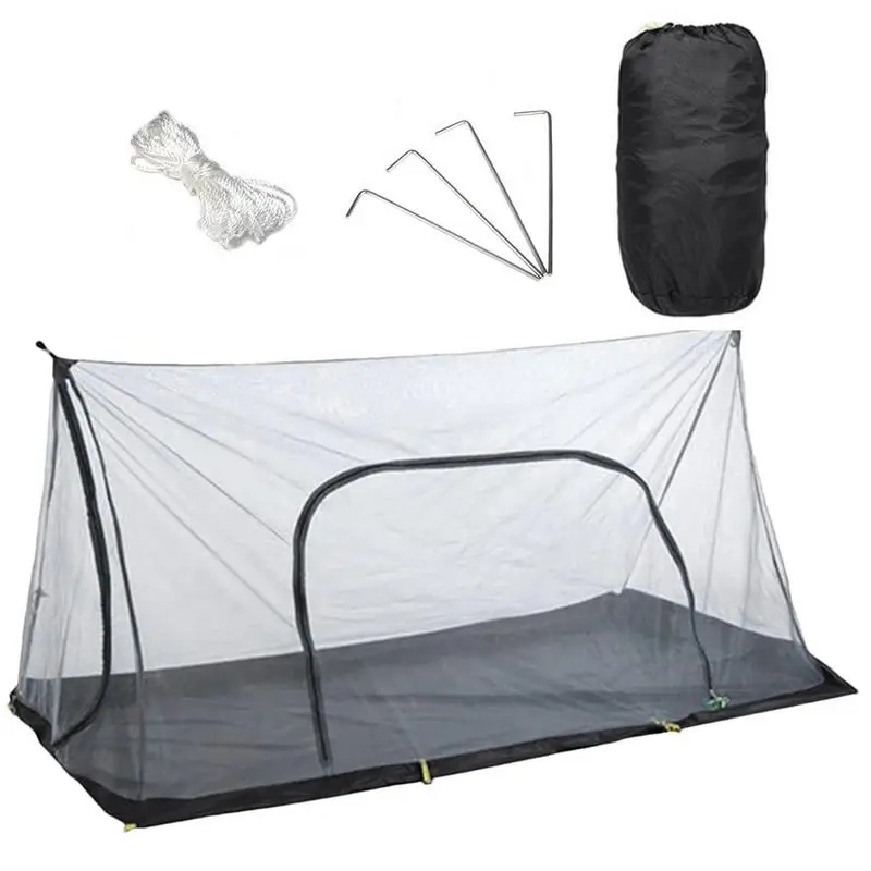 

Summer Anti Mosquito Net Tent, Camping Polyester Mesh Anti-Mosquito Inner Tent, With 4 Ground Nails 2 Hanging Ropes, 2.1mx1.3m