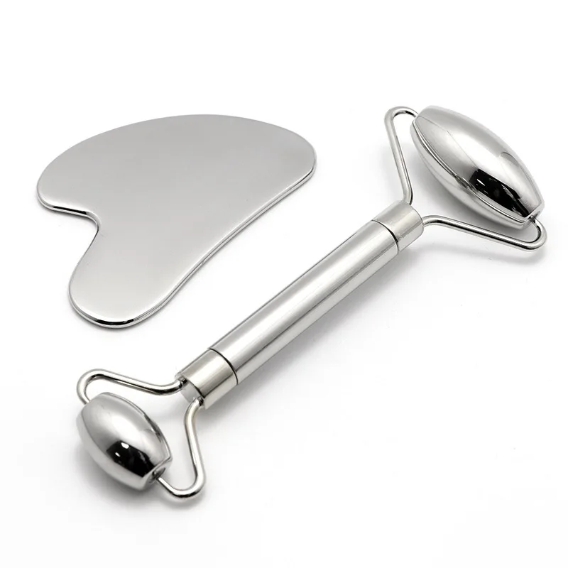 

Stainless Steel Face Spa Massager Neck Roller Gua Sha Scraper Board Face Lift Up Wrinkle Remover Face Roller Scraper Set