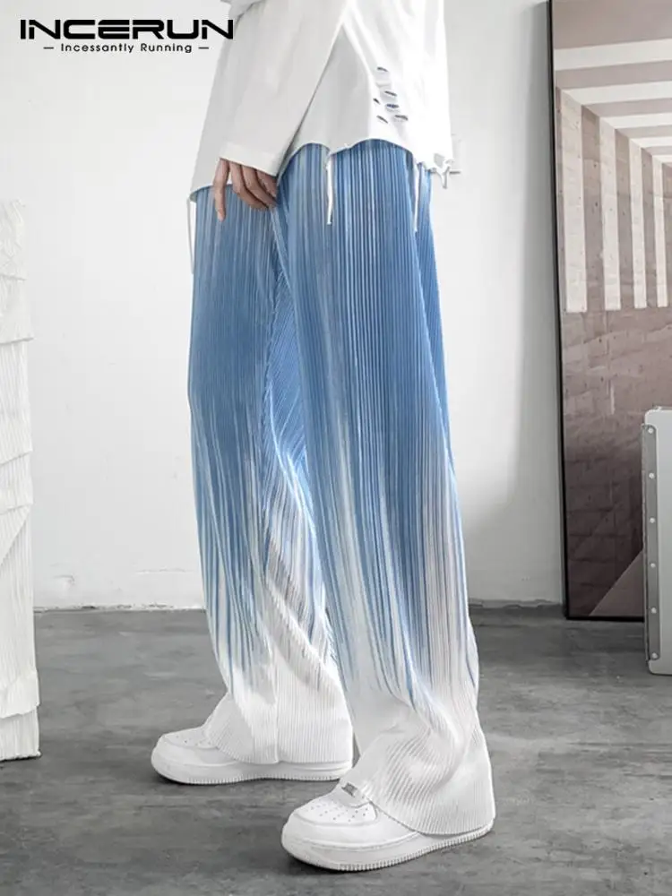

Men Pants Joggers Elastic Waist Gradient Streetwear Loose Wide Leg Trousers Men 2022 Cozy Casual Pantalones Hombre S-5XL INCERUN