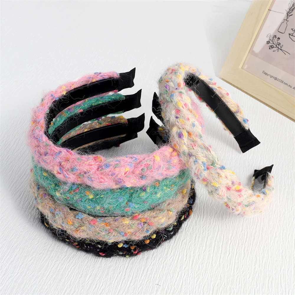 

Woolen Yarn Weave Knitting Headbands Women Outdoor Yoga Hairbands Fragmented Hair Turban Headwear Hair Accessories For Girls