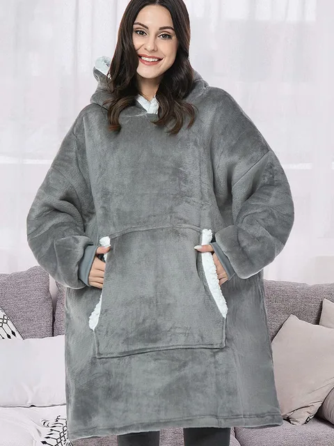 Women Oversized Hoodie Sweatshirt Winter Fleece Giant Wearable Blanket With Sleeves Hoodies Women Pullover Moletom Feminino 4