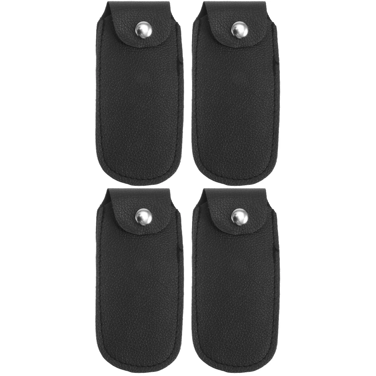 

4 pcs Practical Ten-hole Harmonica Storage Pouches Blues Harmonica Leather Cases (Black)