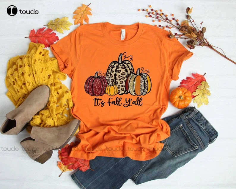 

It'S Fall Y'All Thankful Grateful Blessed Shirtthanksgiving Family Matching Tee Green Shirts For Women Fashion Funny New Xs-5Xl