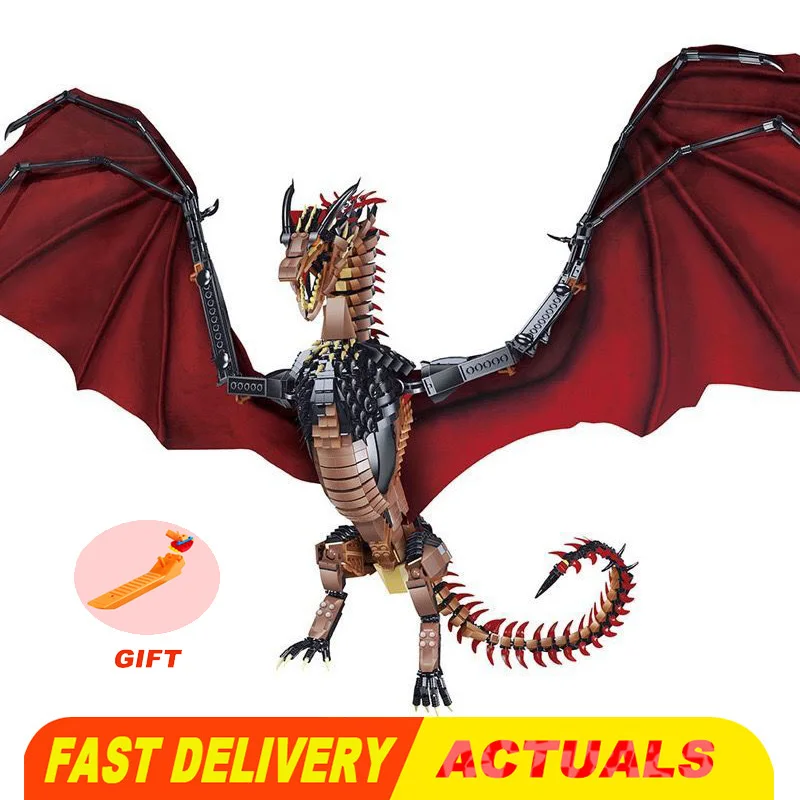 Compatible with Lego MOC Flying Building Blocks Giant Dragon Model Movie Series Assembly Bricks Set Kids Educational Toys Gifts