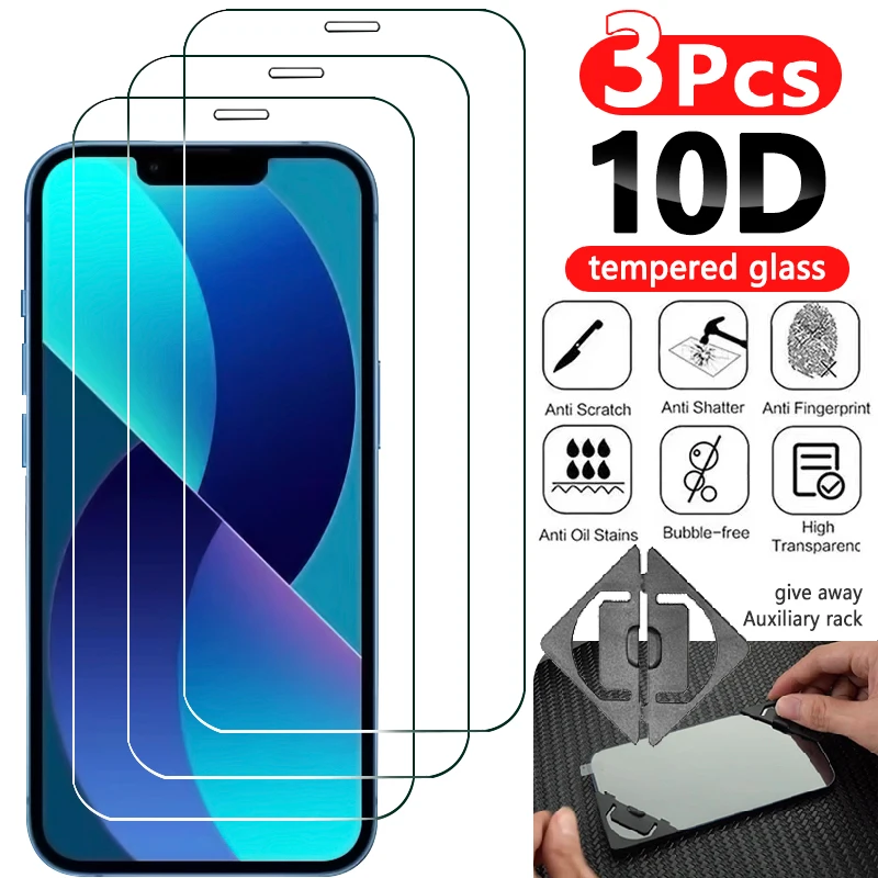 

3Pcs 9H Full Screen Protector Tempered Glass for IPhone 14 13 12 11 Pro Max Protective Glass for IPhone X XR XS Max 7 8 6S Plus