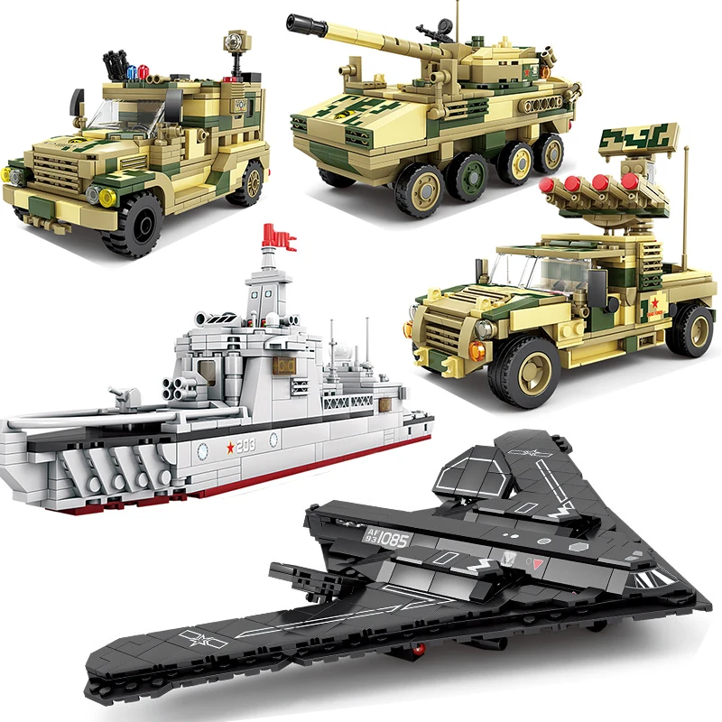 

Модель военного грузовика Panzer, бомбардировщика, строительные блоки, боевой корабль WW2, армейский бомбардировщик, самолет, солдаты, фигурки, ...