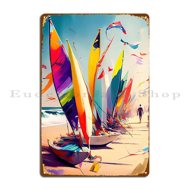 Классический металлический плакат с изображением Парусников на французском