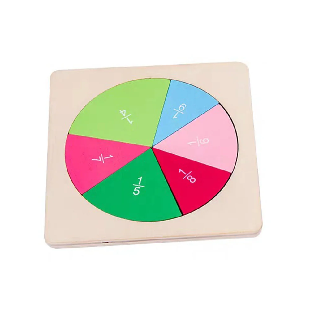 

1 Set Wood Fraction Learning Board Early Education Math Teaching Aid