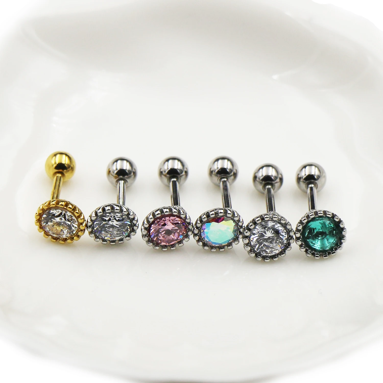 

16G CZ AB Zircon Conch Cartilage Piercing Earrings Lobe Rook Daith Septum Clicker Ear Jewelrys