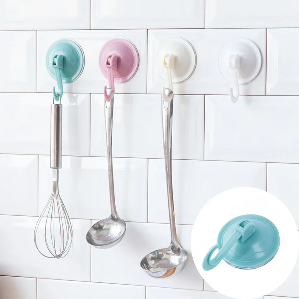 

Hooks Round Strong Vacuum Holder Hooks Suction Cup Seamless Hook Hanging Removable Bathroom Kitchen Snap Lever Vacuum Holder