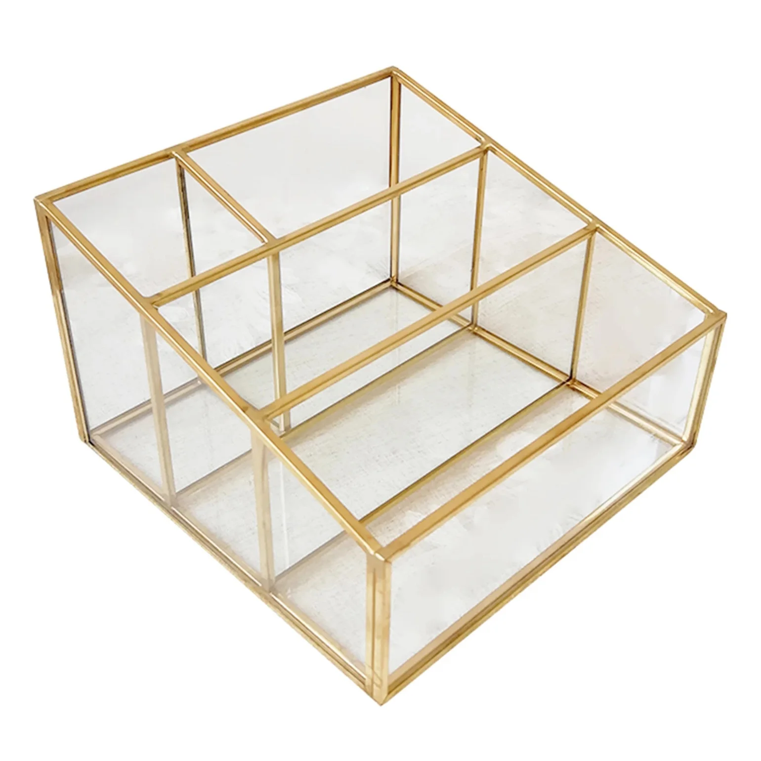 

Makeup Organizer Glass Brush Holder Cosmetic Storage Vanity Decoration Jewelry Box Make Up Brushes Case