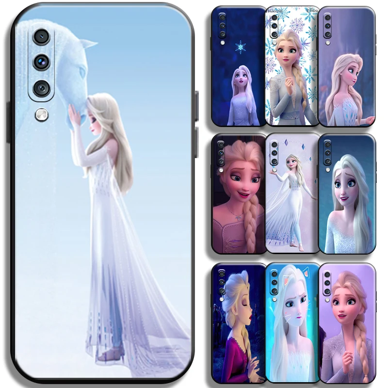 

Frozen Cute Pretty Elsa Anna For Samsung Galaxy A70 Phone Case Soft Shell Carcasa Full Protection TPU Black Back Liquid Silicon