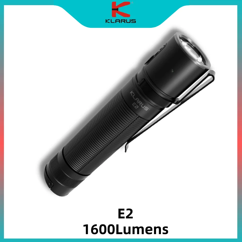 KLARUS E2 LED Flashlight Cree XHP35 HI 1600 lumen USB Rechargeable Flashlight with 3600mal 18650 Battery for Everyday Carry