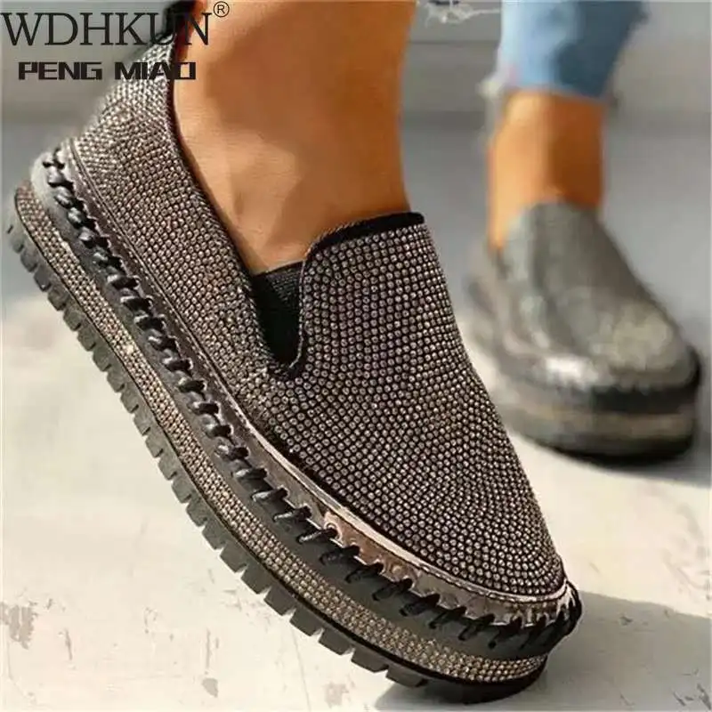 

Женские Блестящие Кроссовки на плоской подошве, повседневные женские сетчатые удобные блестящие кроссовки на платформе со шнуровкой, женс...