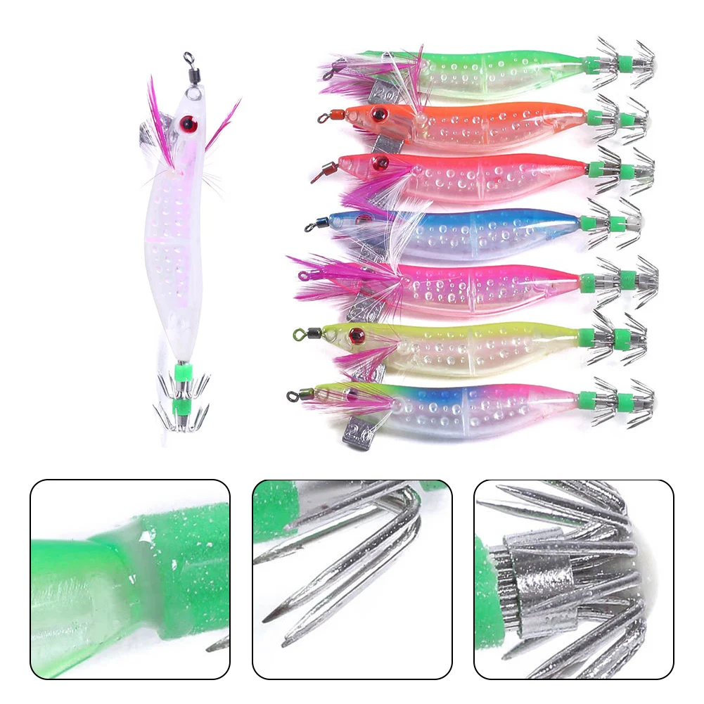 

5Pcs/Pack Luminous Shrimp Fishing Bait Fluorescent Fishing Lures Luminous Squid Jig Hooks Fishing Accessories Tackles Equipment