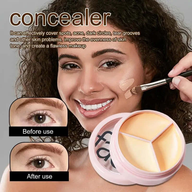 

Cream Concealer Palette Tri-Color Concealer Of Covers Acnes Marks Dark Circles 3 Colors Contour Concealer Palette Facial Makeup