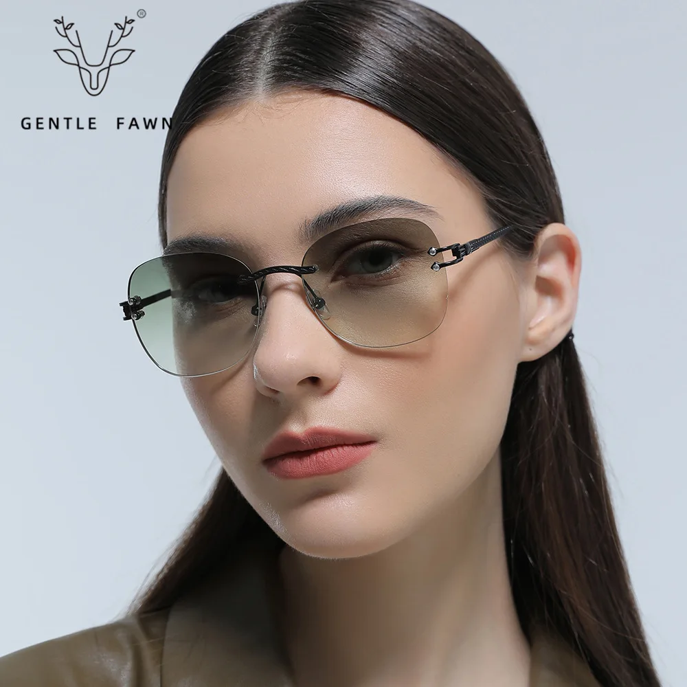 

2022 Brand Designer Rimless Square Sunglasses Women Men Rectangle Gradient Sun Glasses Metal Shades Oculos De Sol UV400 ZS-55