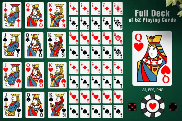 

Full Deck of 52 Playing Cards Laser Cut Vector Files Layouts Model CDR/DXF/AI/SVG Files for CNC Laser Cut Priting