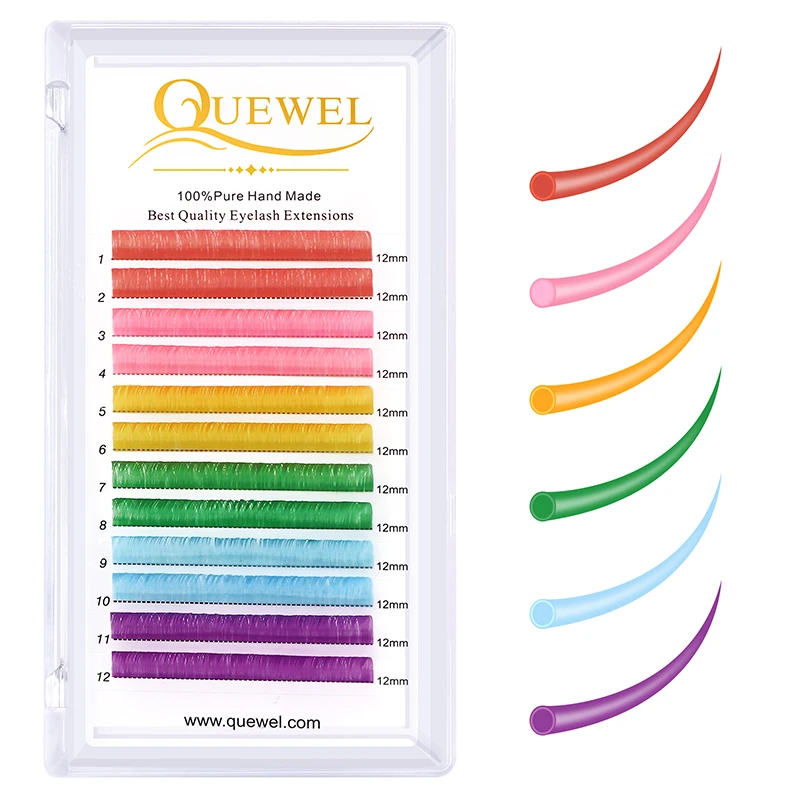 Quewel Цвет наращивание ресниц красный розовый оранжевый зеленый синий фиолетовый