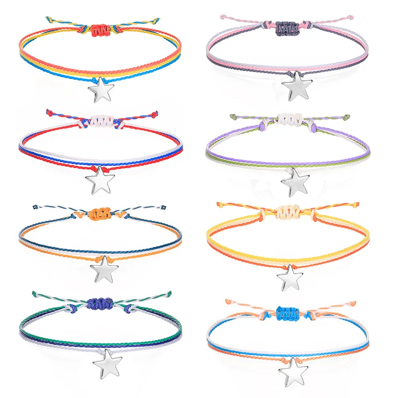 

Bohemian Jewelry Star Woven Rope Bracelet for Women Men Friendship Fashion Handmade Adjustable String Chain Summer Wrist Gift