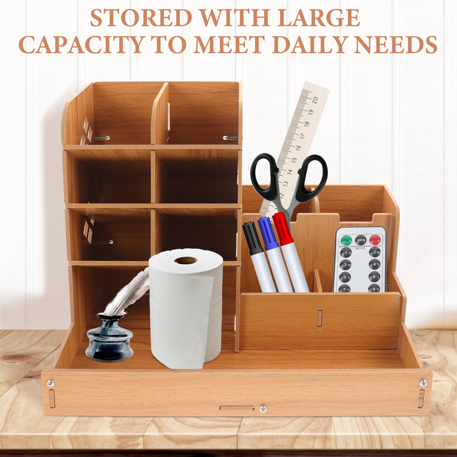 

Crayon Desk Stationery Organizer Pens Office Storage Organizers Wooden Desktop Holder Student