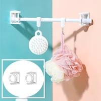 1pair punch free adjustable curtain rod holder clamp hooks self adhesive clothes rail bracket 360 rotation triangle ring hooks